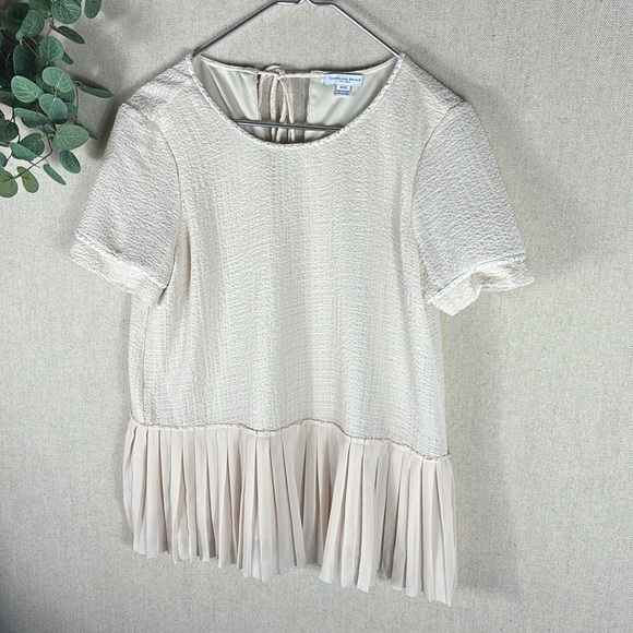 Carolina Belle Montreal > Cream Peplum Short Sleeve Top Medium - Picture 6 of 9